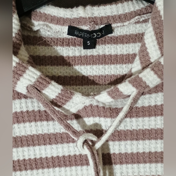 Hooded Top Hoodie Comfy Women's Kangaroo Pocket, Waffle Knit Size small - Picture 4 of 6